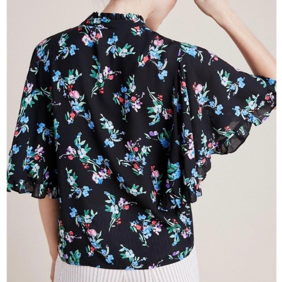 SOLD-Anthropologie Flutter Ruffled Floral Blouse - Picture 6 of 10